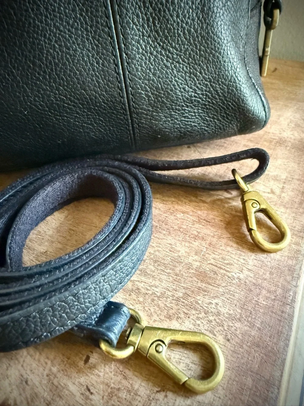 Fossil Black Pebbled black Leather Crossbody Satchel Handbag